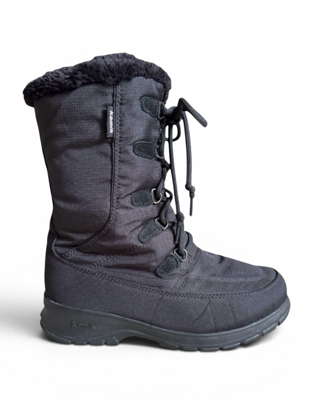 Kamik Brooklyn Waterproof Winter Snow Boots Black Faux Fur Women’s Size 7
